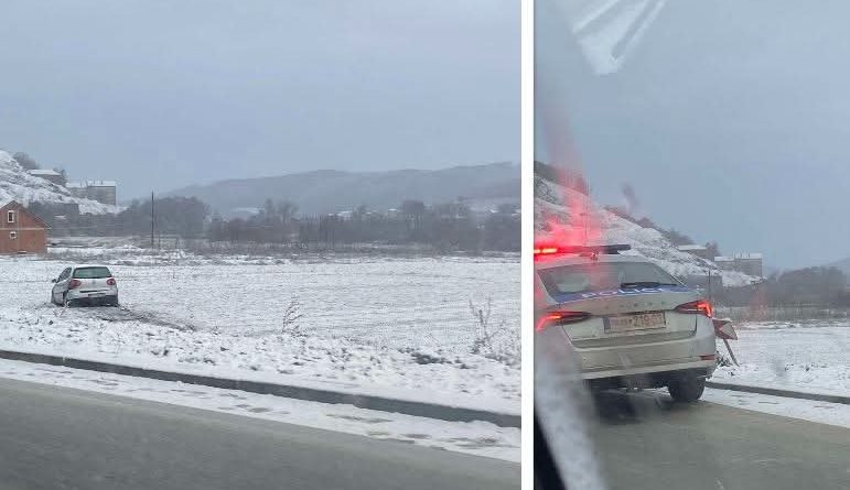 Vetura përfundon jashtë rrugës Podujevë-Prishtinë, bie në livadhe 