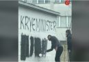 Aktivistët e VV-së e fshijnë grafitin “Kryeministër Hajvan”