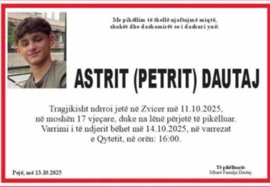 Vdiq tragjikisht në Zvicër, sot varroset 17-vjeçari në Pejë